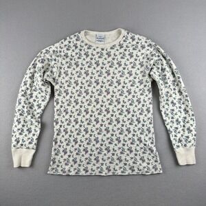 Vintage Duofold Women's Floral Top Size Large 25% Wool 100% Cotton Made in USA